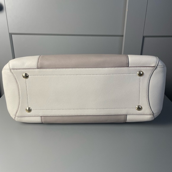 Coach MARGOT F37248 Colorblock Taupe Ivory Leather Carryall Shoulder Bag - Picture 2 of 7